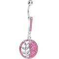 BodyCandy Pink Gem Tranquility Palm Yin Yang Dangle Belly Ring — main product shot
