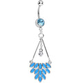 BodyCandy Aqua Gem Caribbean Breeze Ladies Fan Dangle Belly Ring — main product shot
