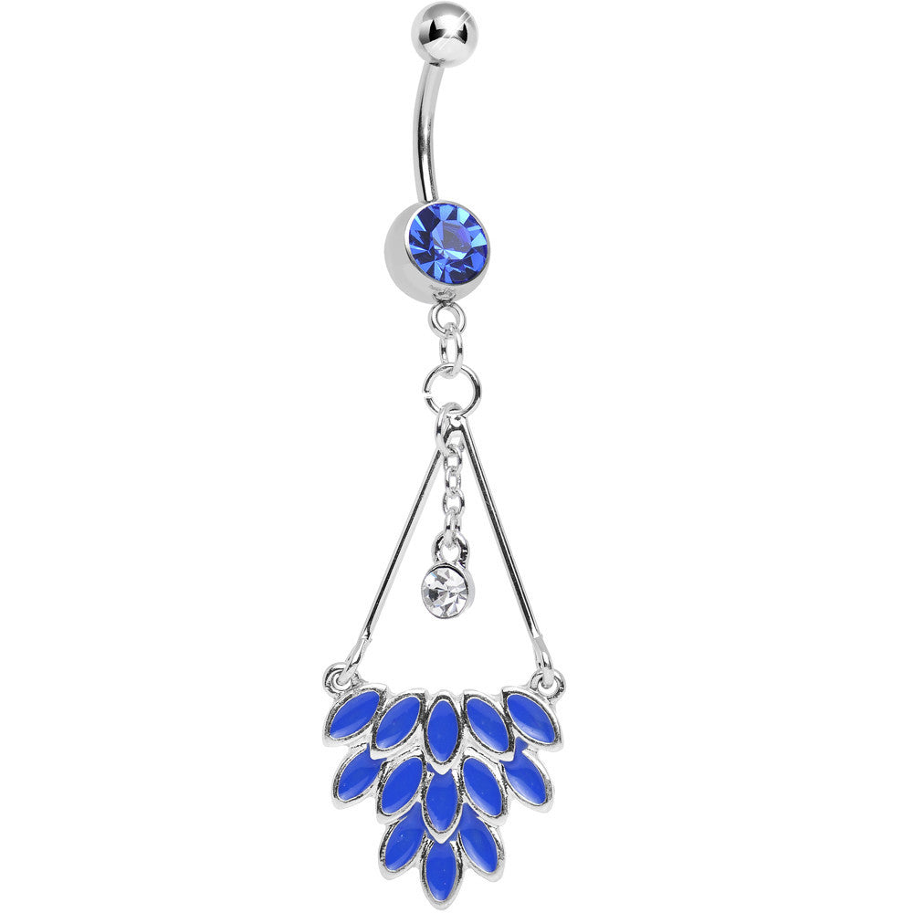 BodyCandy Blue Gem Caribbean Breeze Ladies Fan Dangle Belly Ring — main product shot