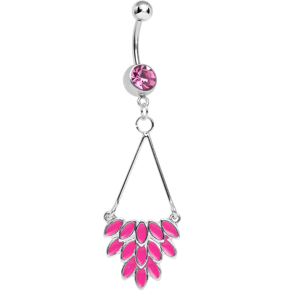 BodyCandy Pink Gem Caribbean Breeze Ladies Fan Dangle Belly Ring — main product shot