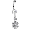 BodyCandy Clear Gem Potted Peony Flower Dangle Belly Ring — main product shot