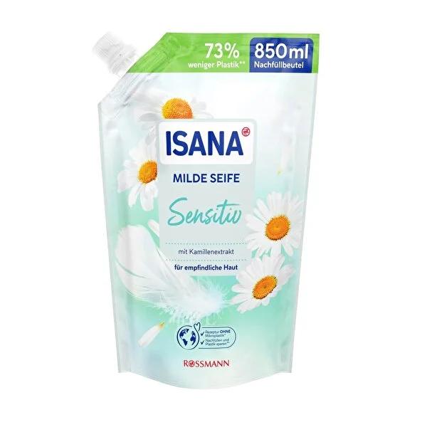 Isana Liquid Hand Soap Refill Sensitive: Gentle Chamomile Cleanser for Sensitive Skin, Vegan & Dermatologically Tested - 28.74 fl oz