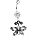 BodyCandy Clear Gem Sublime Sparkling Black Butterfly Dangle Belly Ring — main product shot