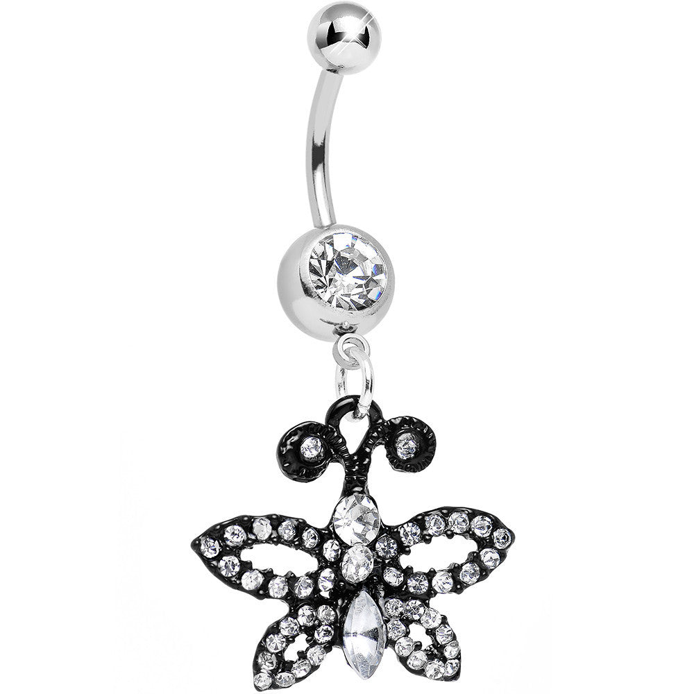 BodyCandy Clear Gem Sublime Sparkling Black Butterfly Dangle Belly Ring — main product shot