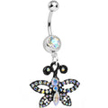 BodyCandy Aurora Gem Sublime Sparkling Black Butterfly Dangle Belly Ring — main product shot
