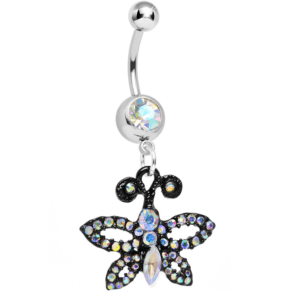 BodyCandy Aurora Gem Sublime Sparkling Black Butterfly Dangle Belly Ring — main product shot