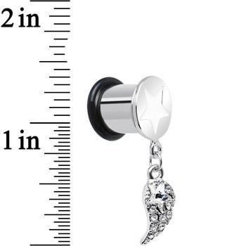 BodyCandy Clear Gem Angel Wing and White Star Single Flare Dangle Plug Sizes 5mm to 14mm — lifestyle context