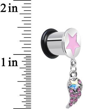 BodyCandy Pink Gem Angel Wing and Pink Star Single Flare Dangle Plug Sizes 5mm to 14mm — lifestyle context