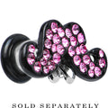 BodyCandy 2G Pink Gem Paved Fancy Mustache Single Flare Steel Plug — main product shot