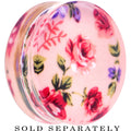 BodyCandy 36mm Acrylic Pink Grandma's Wallpaper Flowered Saddle Plug — main product shot