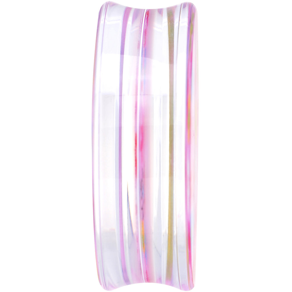 BodyCandy 40mm Acrylic Pink Multicolored Flower Power Saddle Plug — lifestyle context
