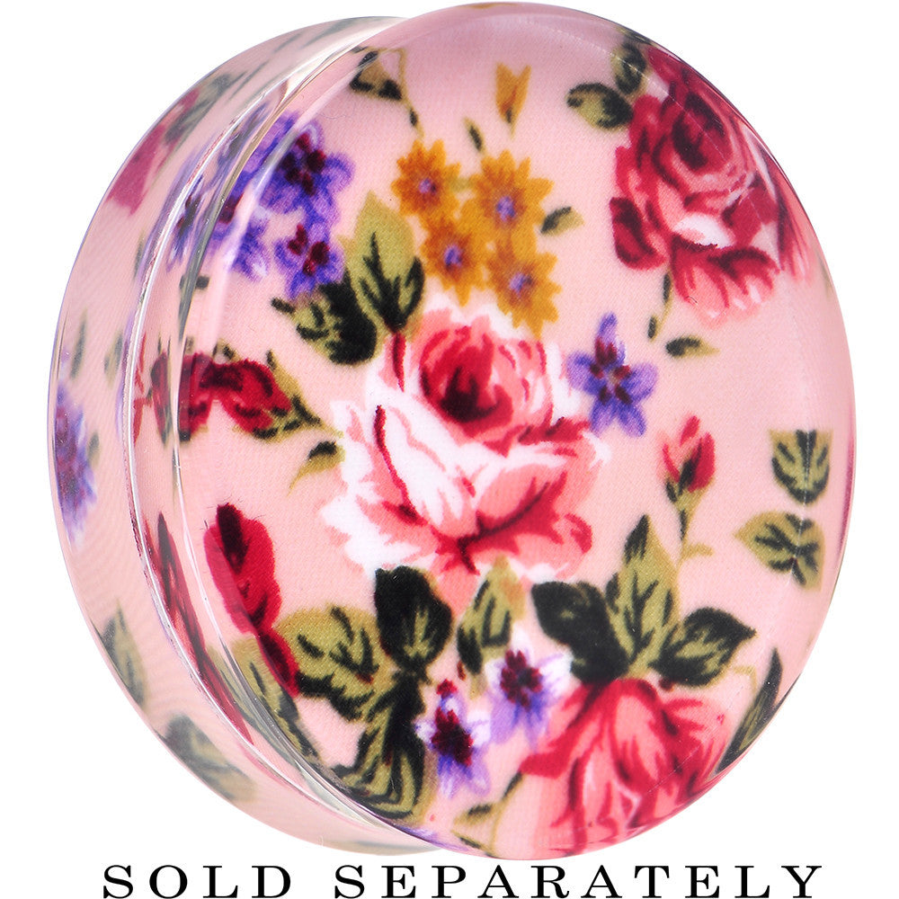 BodyCandy 44mm Acrylic Pink Grandma's Wallpaper Flowered Saddle Plug — main product shot
