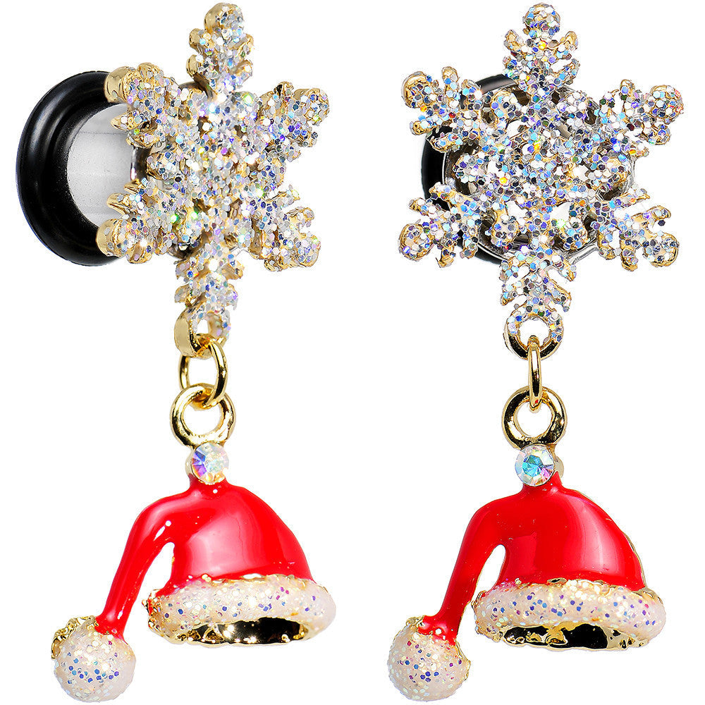 BodyCandy 0G Clear Gem Snowflake Santa Hat Christmas Dangle Plug Set — main product shot