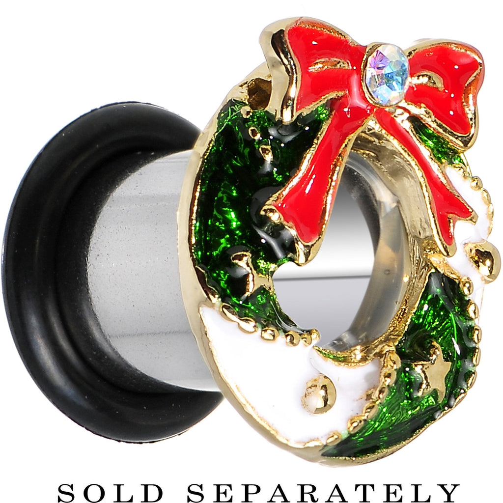 BodyCandy 0G Festive Wreath Christmas Single Flare Plug — main product shot