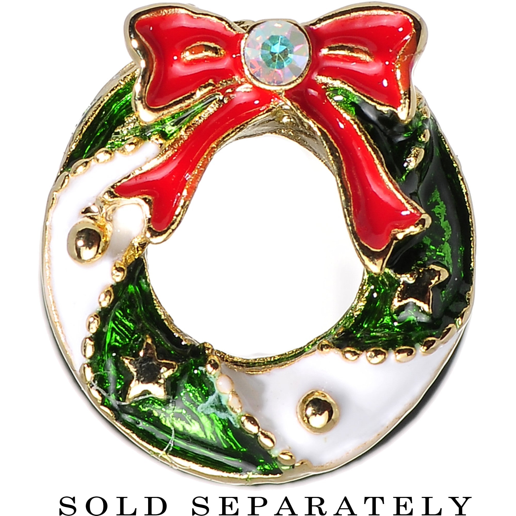 BodyCandy 00G Festive Wreath Christmas Single Flare Plug — detail close-up