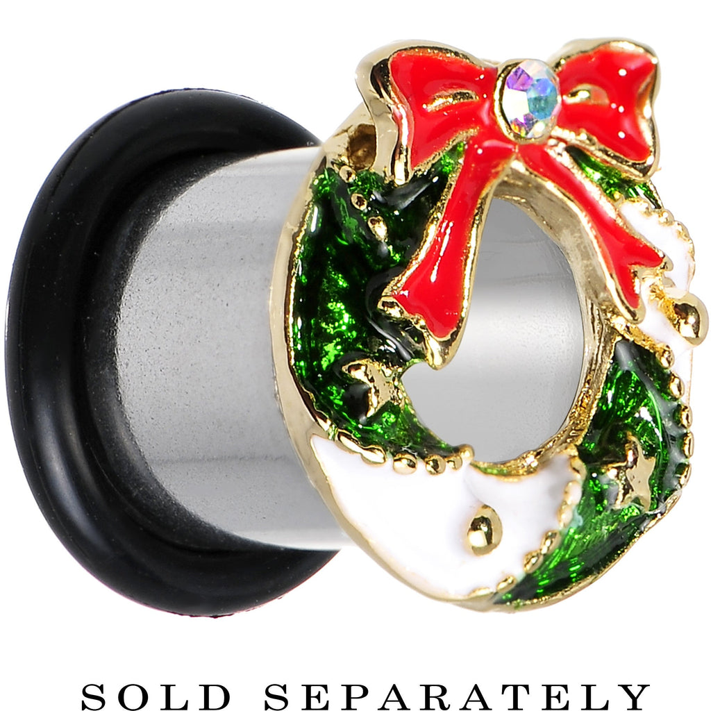 BodyCandy 00G Festive Wreath Christmas Single Flare Plug — main product shot