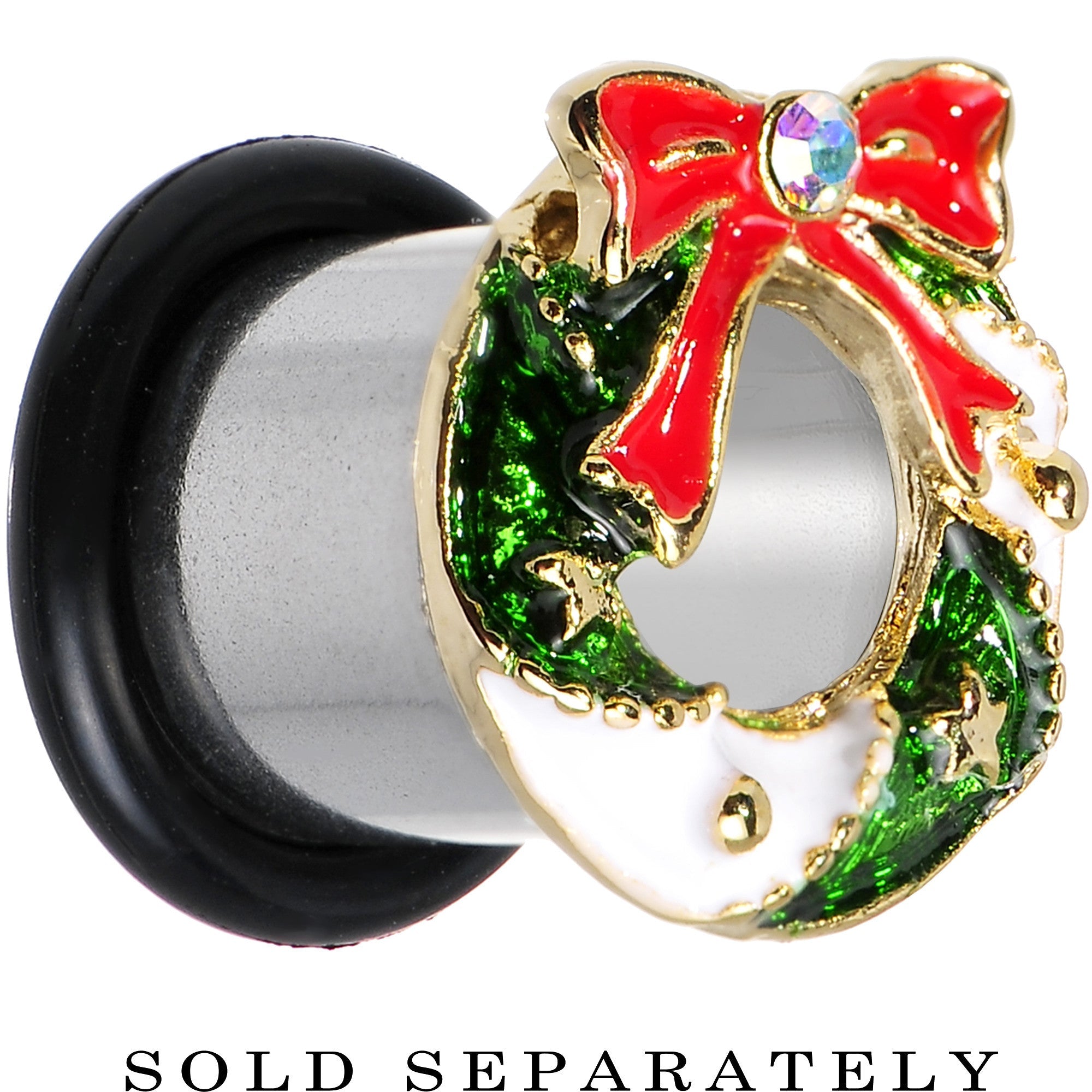 BodyCandy 00G Festive Wreath Christmas Single Flare Plug — main product shot