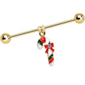 BodyCandy Candy Cane Christmas Dangle Industrial Barbell 38mm — main product shot
