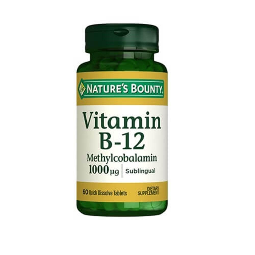 Nature's Bounty Vitamin B12 Methylcobalamin 1000 mcg Sublingual Supplement - 60 Tablets for Energy & Nerve Health