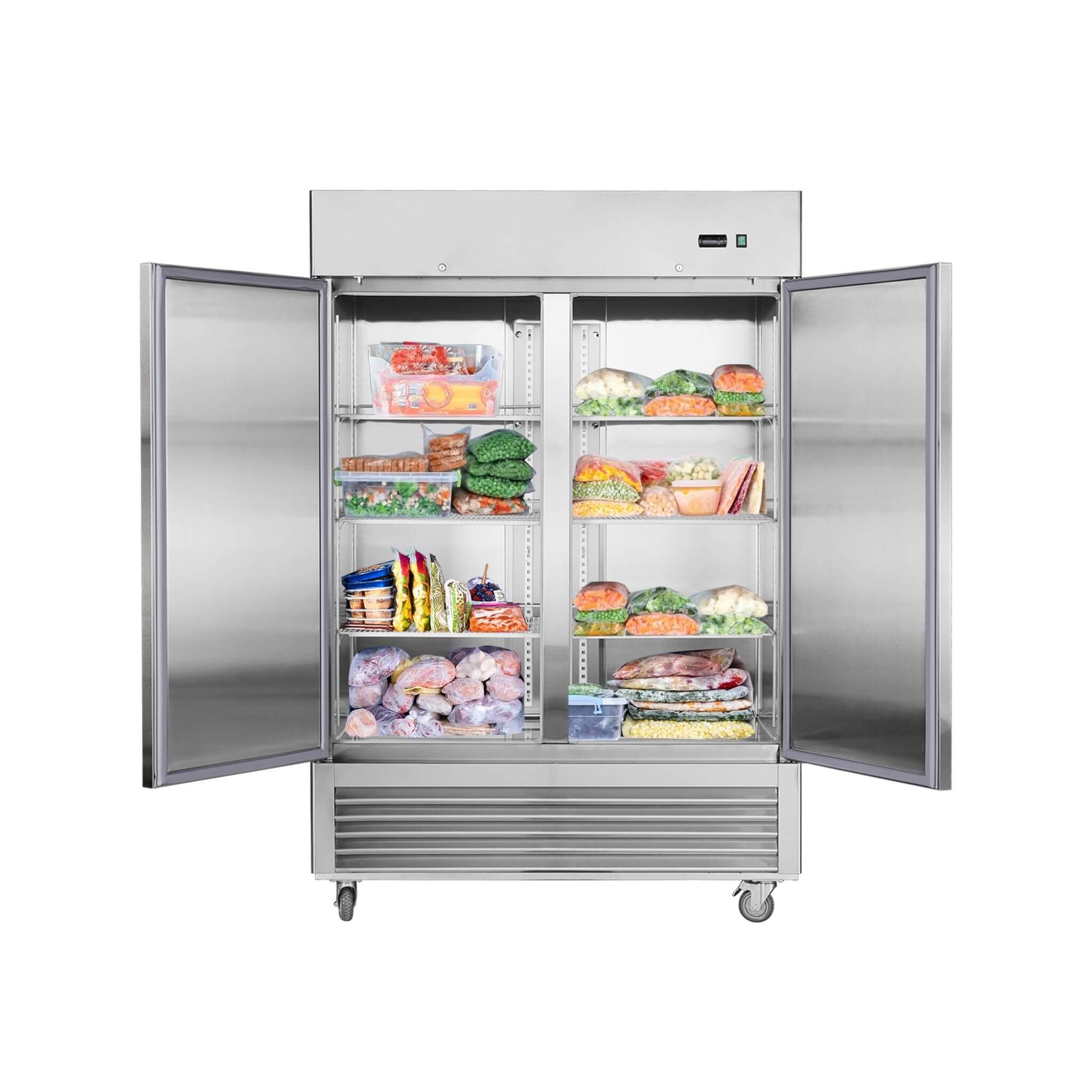 54-Inch 42.2 Cu.Ft Commercial Stainless Steel 2-Section Upright Reach-In Freezer (SAK35148) – SAKSBY WHOLESALE