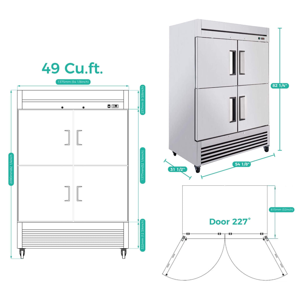 54-Inch 49 Cu.Ft Commercial 6-Shelves Stainless Steel Reach-In Freezer (SAK10247) – SAKSBY WHOLESALE, view 15