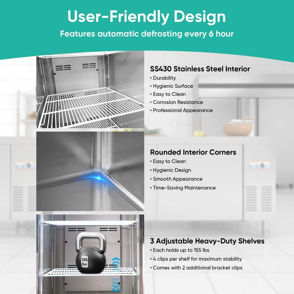 54-Inch 49 Cu.Ft Commercial 6-Shelves Stainless Steel Reach-In Freezer (SAK10247) – SAKSBY WHOLESALE, view 8