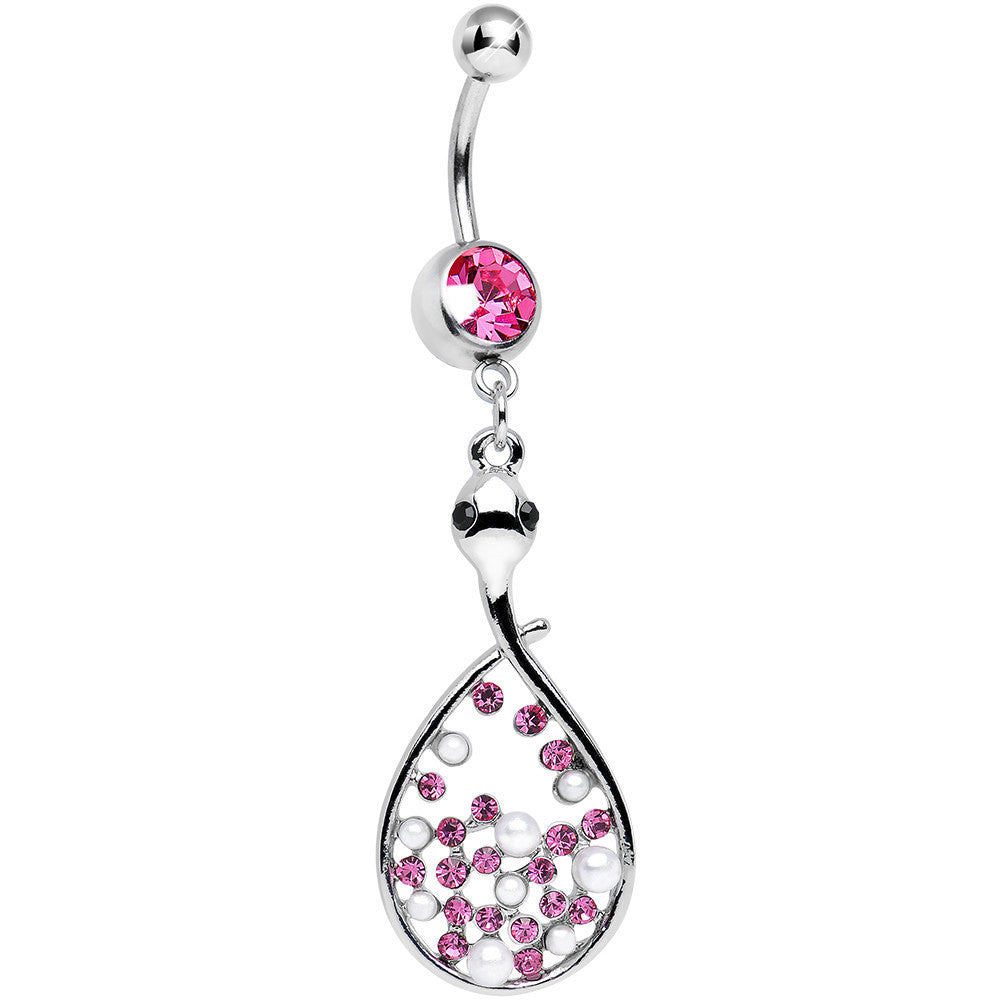 BodyCandy Pink Cubic Zirconia Bubbling Snake Dangle Belly Ring — main product shot