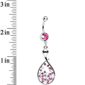 BodyCandy Pink Cubic Zirconia Bubbling Snake Dangle Belly Ring — detail close-up