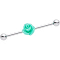 BodyCandy Light Green Charming Summer Rose Flower Industrial Barbell 37mm — main product shot