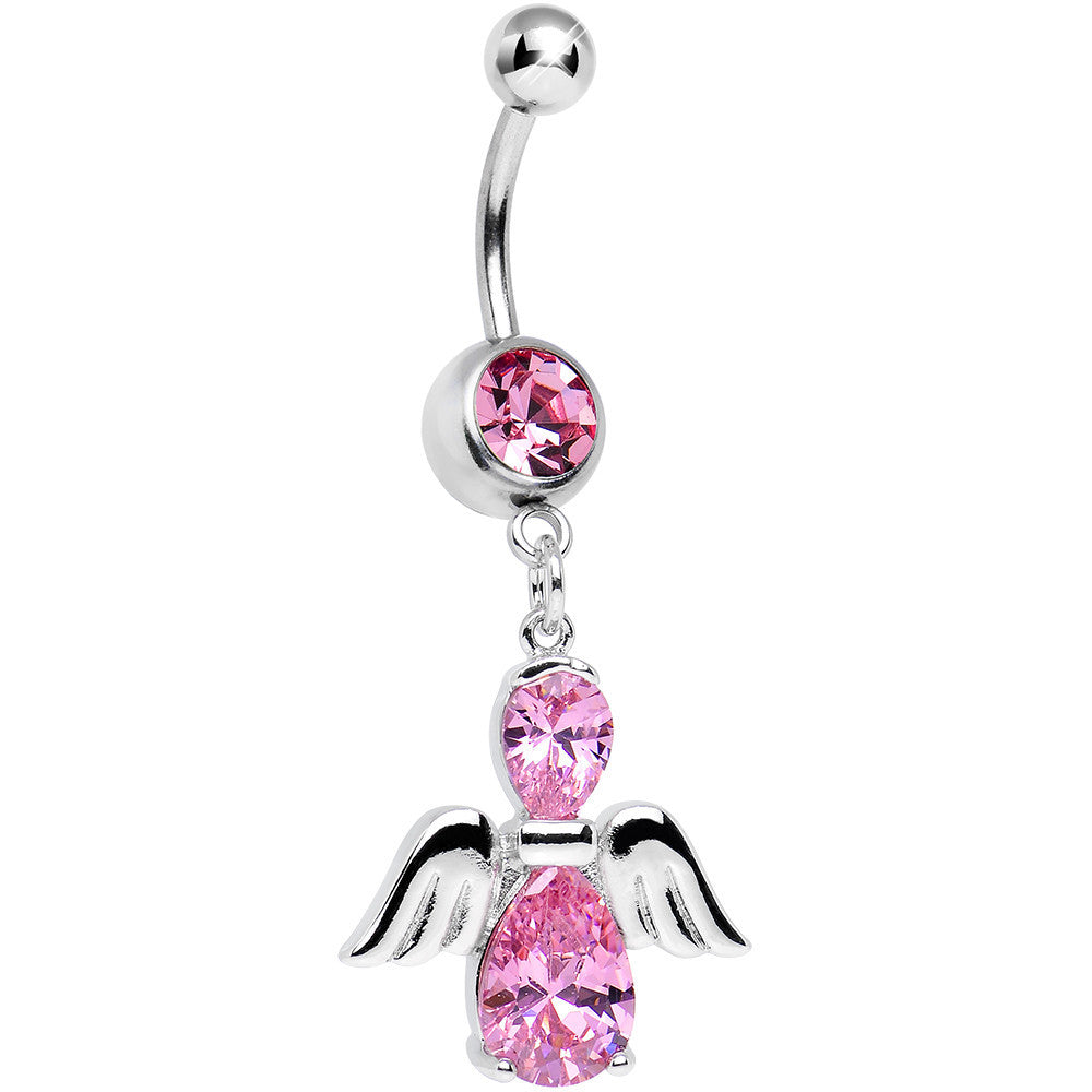 BodyCandy Pink Cubic Zirconia Bowling with My Angel Dangle Belly Ring — main product shot