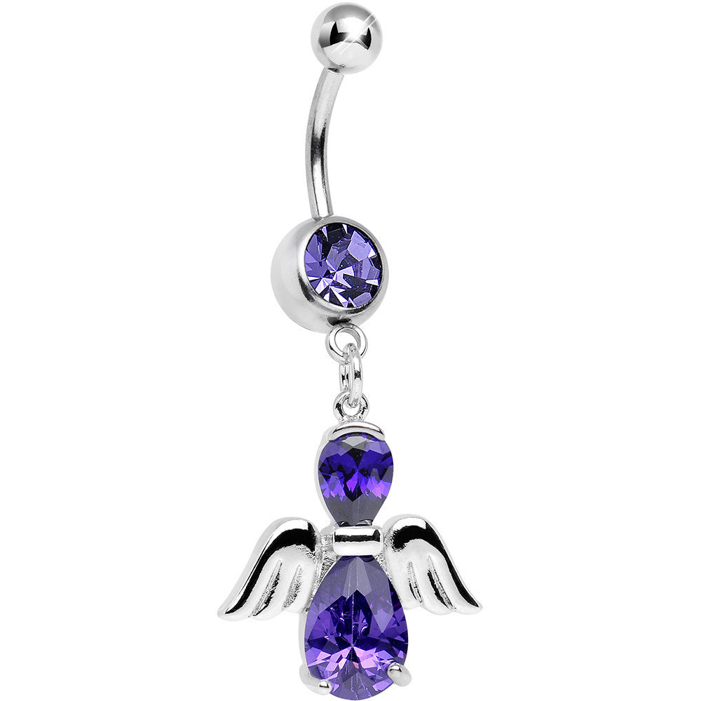 BodyCandy Purple Cubic Zirconia Bowling with My Angel Dangle Belly Ring — main product shot
