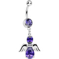 BodyCandy Purple Cubic Zirconia Bowling with My Angel Dangle Belly Ring — main product shot