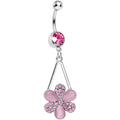 BodyCandy Pink Gem Twinkling Crystal Pinwheel Flower Dangle Belly Ring — main product shot