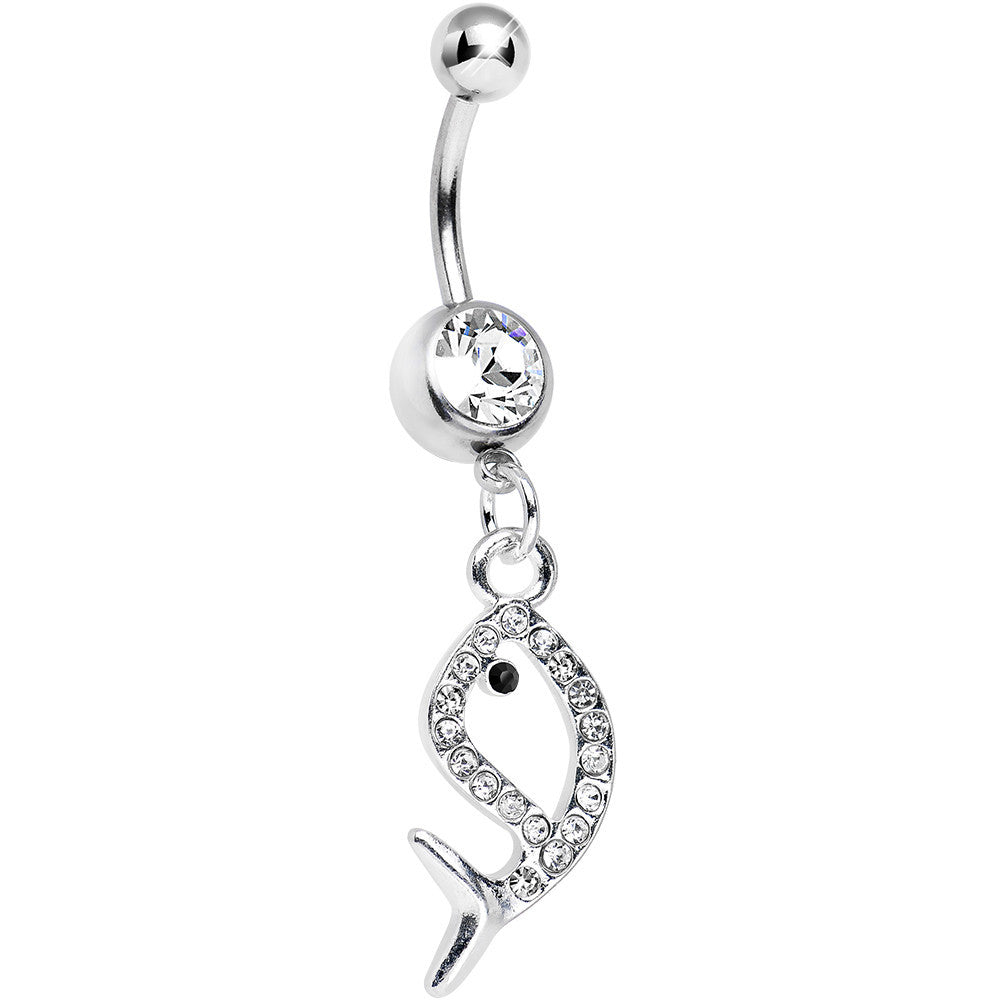 BodyCandy Clear Gem Companion of Neptune Fish Dangle Belly Ring — main product shot
