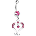BodyCandy Pink Gem Fanciful Arched Heart Dangle Belly Ring — main product shot
