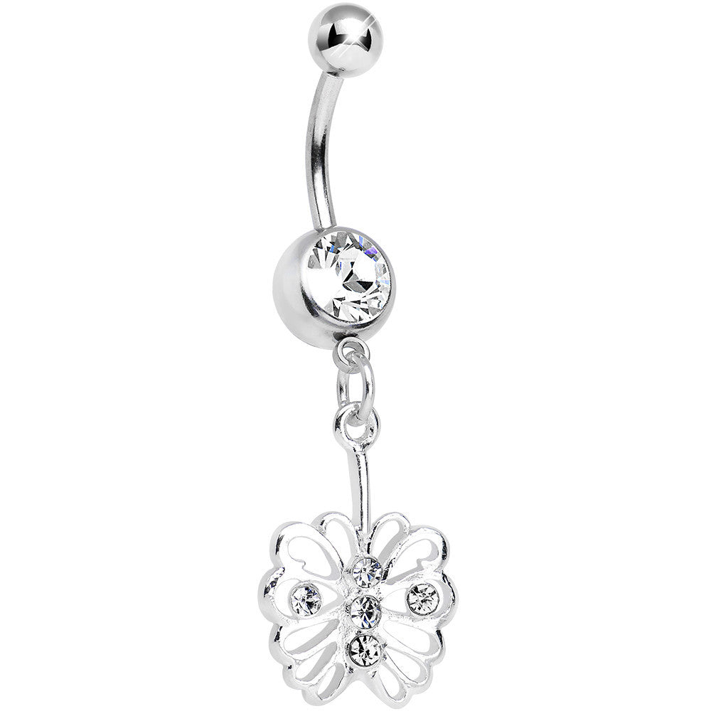 BodyCandy Clear Gem Fancy Blossoming Butterfly Dangle Belly Ring — main product shot