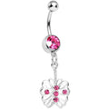BodyCandy Pink Gem Fancy Blossoming Butterfly Dangle Belly Ring — main product shot