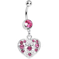 BodyCandy Pink Gem Lacy Heirloom Heart Dangle Belly Ring — main product shot