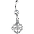 BodyCandy Clear Gem Shimmering Divine Fan Dangle Belly Ring — main product shot