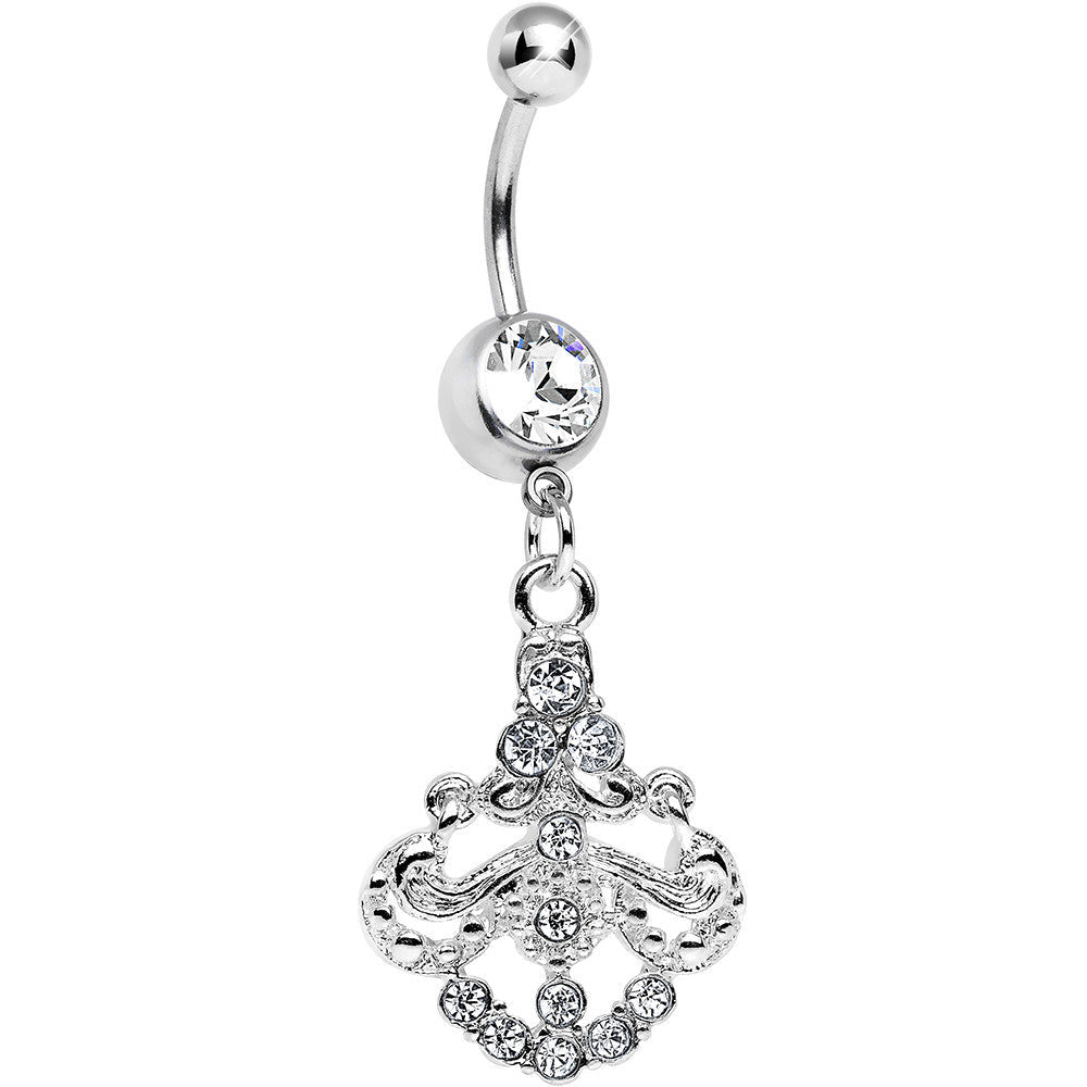 BodyCandy Clear Gem Shimmering Divine Fan Dangle Belly Ring — main product shot