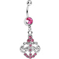 BodyCandy Pink Gem Shimmering Divine Fan Dangle Belly Ring — main product shot