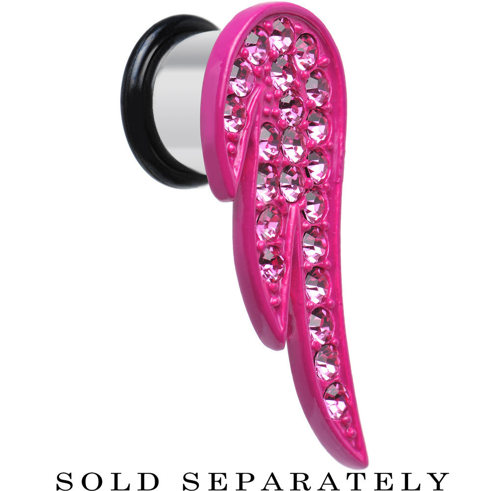 BodyCandy 1/2 Pink Gem Brilliant Angel Wing Single Flare Steel Plug — main product shot