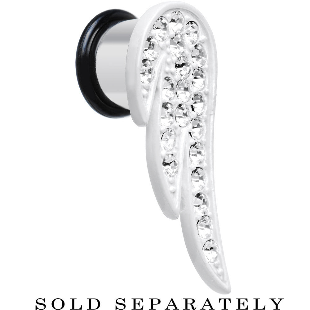 BodyCandy 1/2 Clear Gem Brilliant Angel Wing Single Flare Steel Plug — main product shot