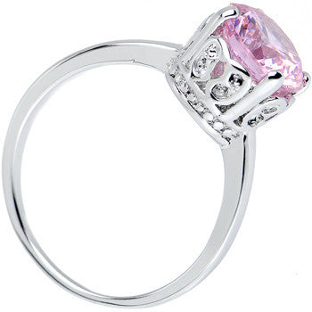 BodyCandy Pink Cubic Zirconia Pretty Princess Cocktail Ring Sizes 6 to 8 — detail close-up
