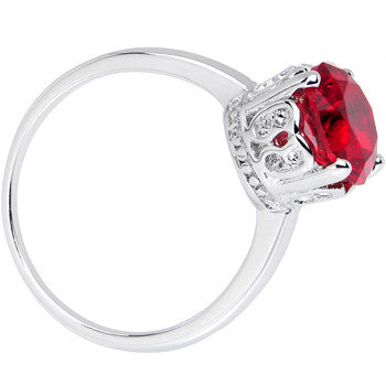 BodyCandy Red Cubic Zirconia Pretty Princess Ring Sizes 6 to 8 — detail close-up