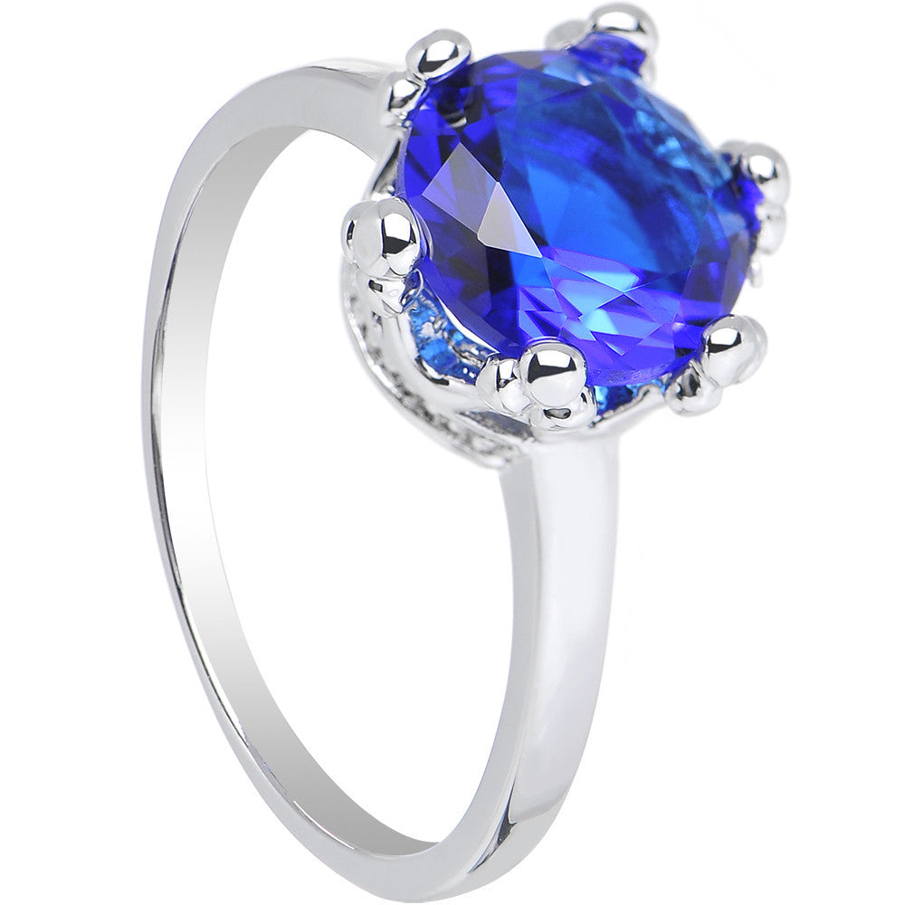 BodyCandy Blue Cubic Zirconia Magnificent Queen Ring Sizes 6 to 8 — main product shot