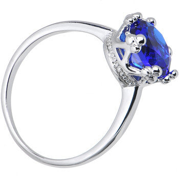 BodyCandy Blue Cubic Zirconia Magnificent Queen Ring Sizes 6 to 8 — detail close-up