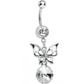 BodyCandy Clear Gem Round Droplet and Butterfly Dangle Belly Ring — main product shot