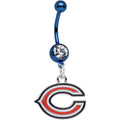 BodyCandy Officially Licensed NFL Clear Gem Blue Chicago Bears Dangle Belly Ring — main product shot