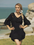 Crochet V-Neck Beach Cover-Up Dress
